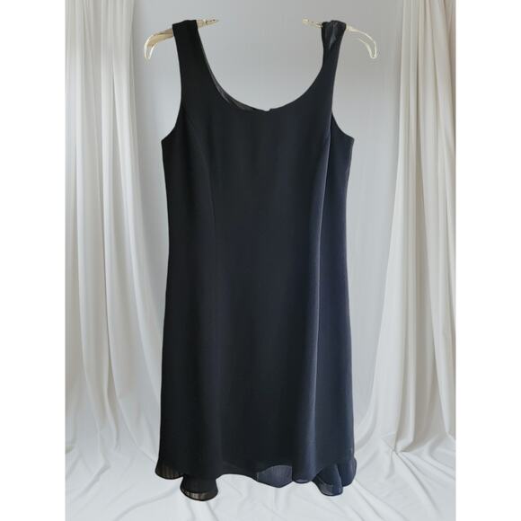 KS Little Black Dress Size 6P Sleeveless Lined Knee Back Zipper Ruffle Goth Y2k - Picture 2 of 8